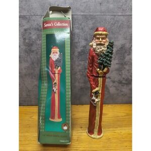 Pencil Skinny Santa Claus Folk Art Christmas Resin Figurine 12" Decor Vtg Solid